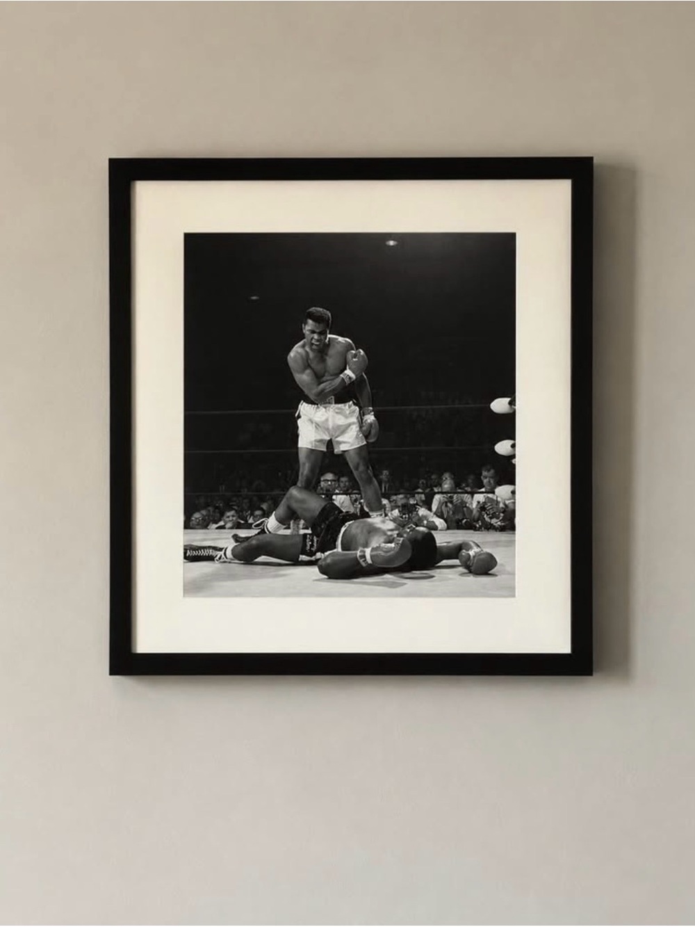 Framed Black & White Muhammad Ali Boxing Print